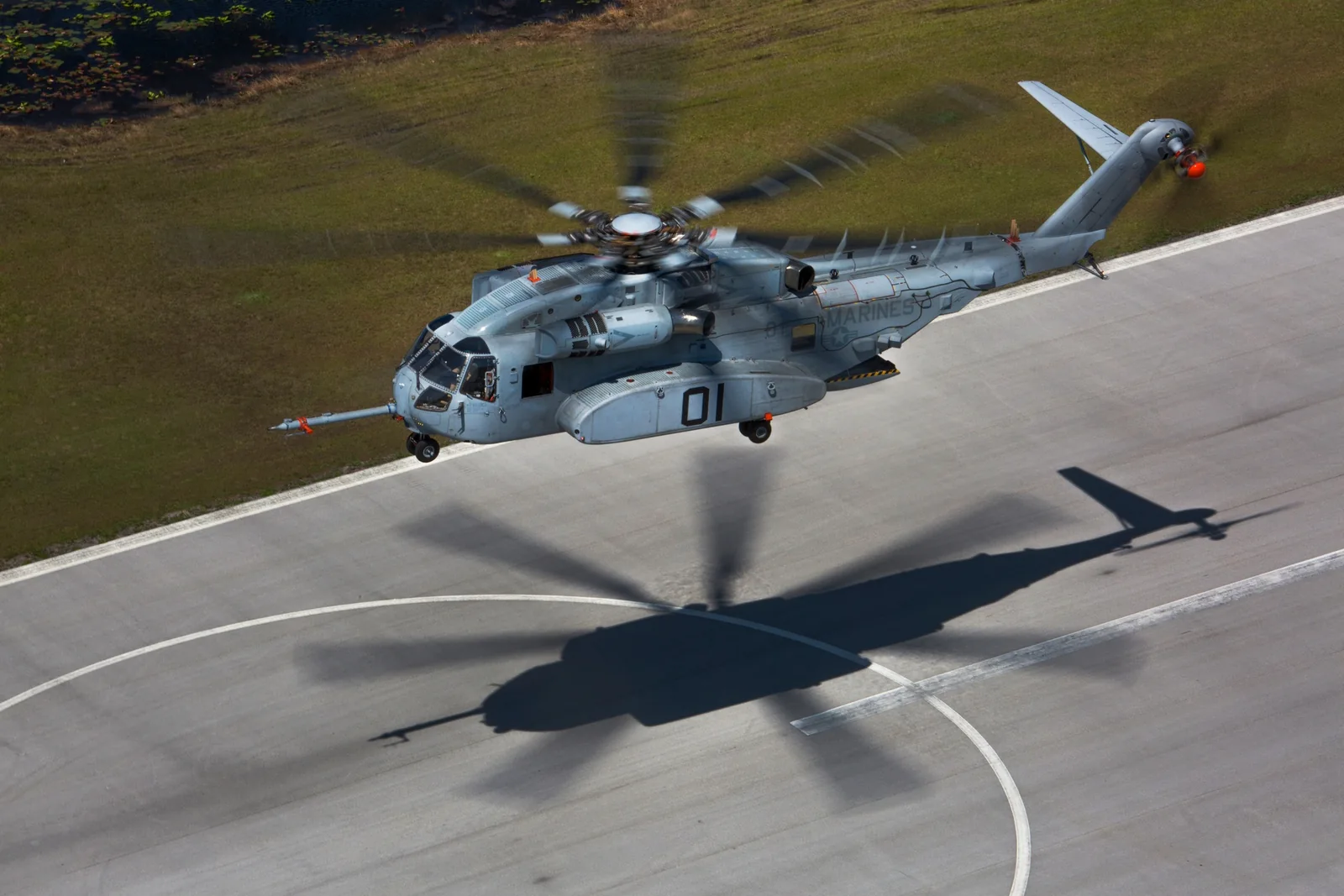 A U.S. Marine Corps CH-53K King Stallion during a test flight